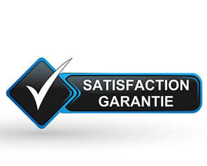 Poster - satisfaction garantie sur bouton web carré design bleu