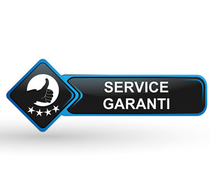 service garanti sur bouton web carré design bleu