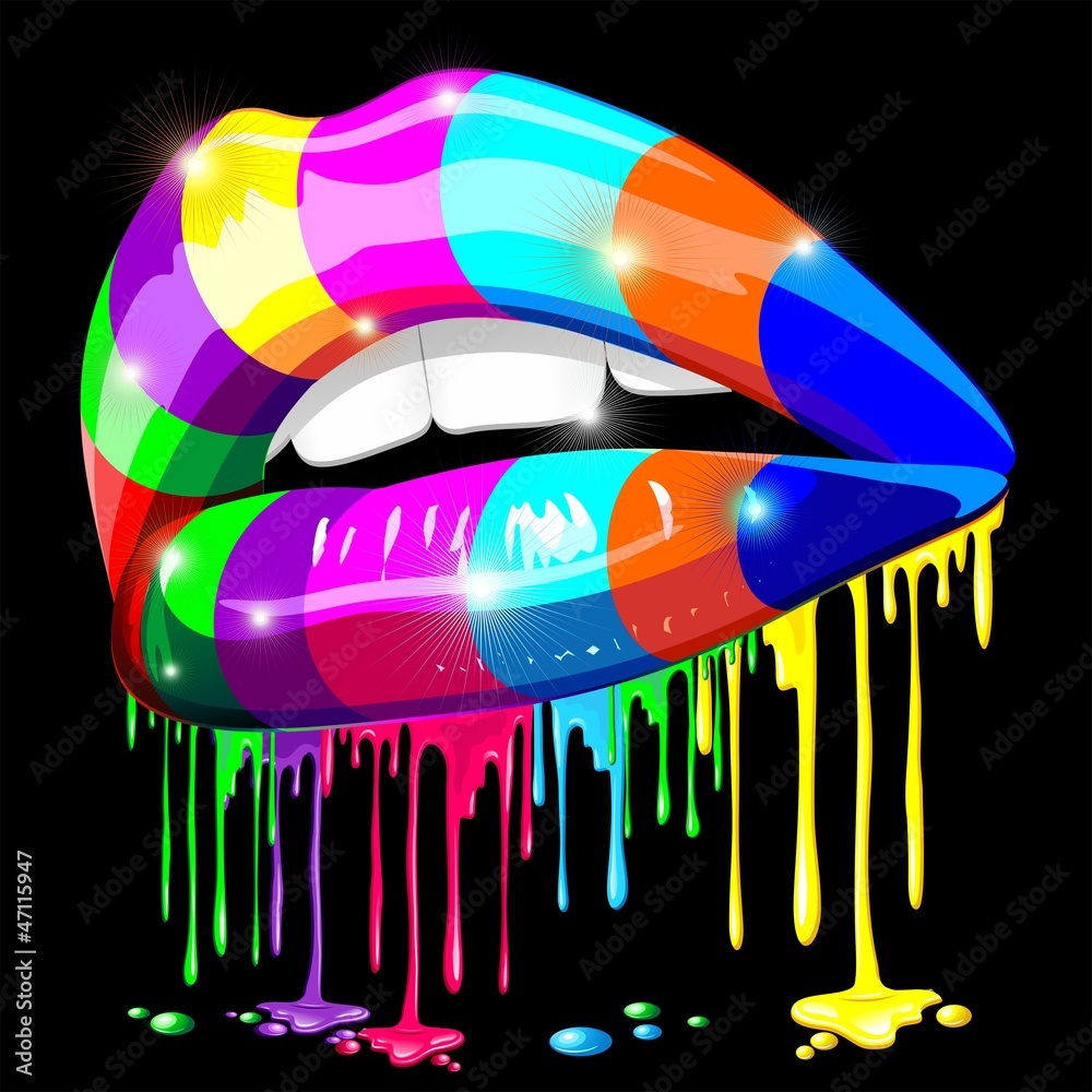 Sensual Lips Psychedelic Paint-Bocca Sensuale Psichedelica - obrazy, fototapety, plakaty 