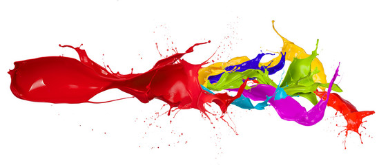 Poster -  Colored paint splashes isolated on white background