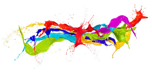 Sticker -  Colored paint splashes isolated on white background