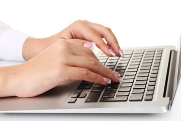 Wall Mural - business woman's hands typing