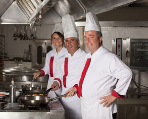 group of young beautiful professional chefs 