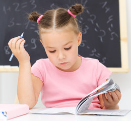 Wall Mural - Little girl is studying