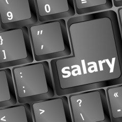 Poster - computer keyboard with salary button