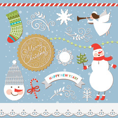 Wall Mural - Set of  Christmas and New Year's elements