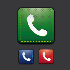Poster - Phone icon set - Telephone, phone icon blue, green, red