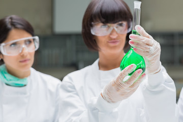 Poster - Female chemists viewing  green liquid
