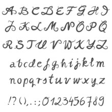 Ręcznie Pisany Alfabet Monochromatyczny Zestaw Liter I Cyfr