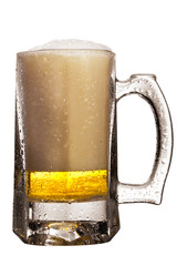 Wall Mural - Mug fresh beer with cap of foam isolated on white background