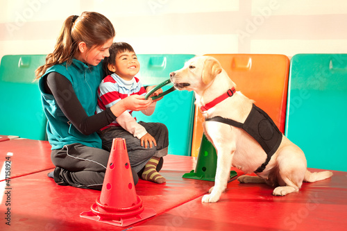 Fotografie, Obraz Patient being treated with the assistance of a trained dog