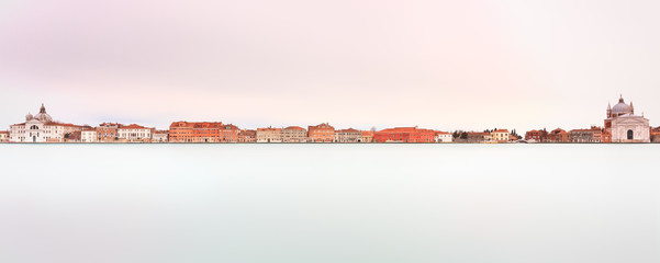 Wall Mural - Venice, Giudecca Canal landmark. Panoramic Long exposure photogr