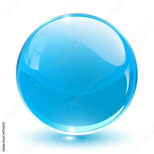 3D crystal sphere blue