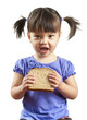 Young child eating sandwich