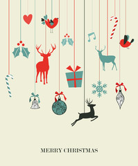 Wall Mural - Happy hanging Christmas set