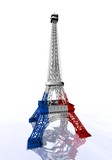 Fototapeta Boho - French flag colors on Eiffel tower - 3D render