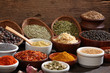 Different bowls of spices 