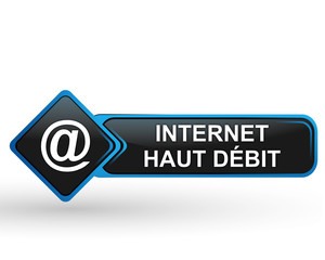 Poster - internet haut débit sur bouton web carré design bleu