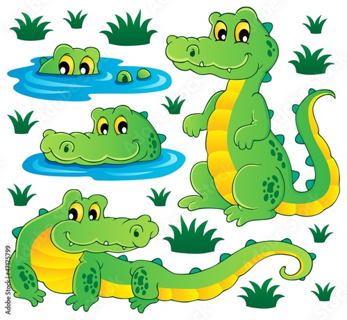 Naklejka - mata magnetyczna na lodówkę Image with crocodile theme 3