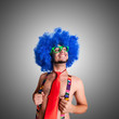 © Eugenio Marongiu - Funny guy naked with blue wig and red tie