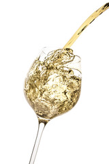 Wall Mural - white wine pouring splash, isolated