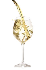 Wall Mural - white wine pouring splash, isolated