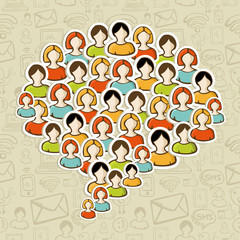 Social media bubble people crowd