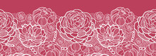 Vector Red Lace Flowers Elegant Horizontal Seamless Pattern