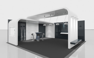 black and white exhibition stand