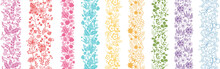 Set Of Nine Abstract Plant Vertical Seamless Patterns
