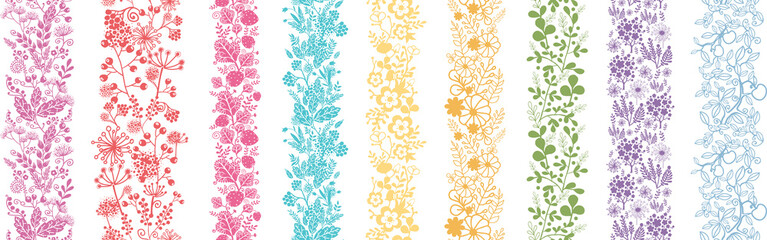 Set Of Nine Abstract plant Vertical Seamless Patterns