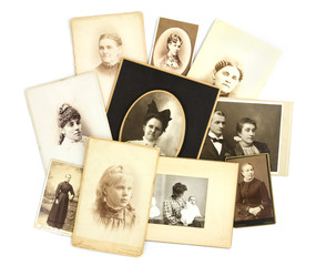 Antique Photos Collage on White Background