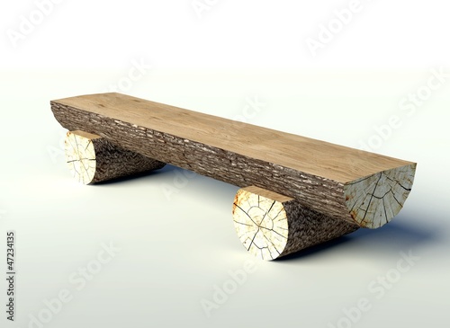 Wooden Bench Made Of Tree Trunks Buy This Stock Photo And