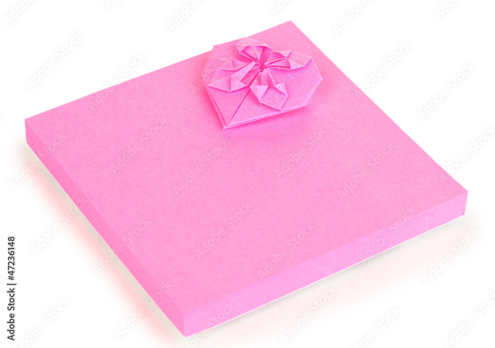 Pink sticky notes isolated on white