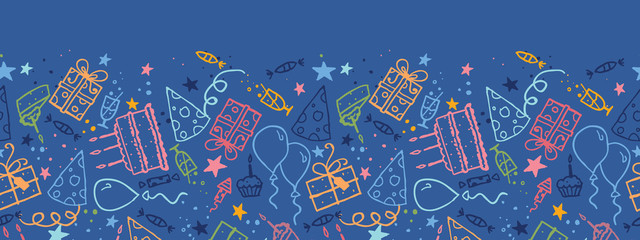 Vector birthday horizontal seamless pattern ornament background