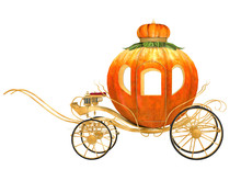 Cinderella Fairy Tale Pumpkin Carriage, Isolated