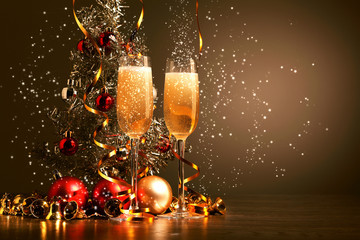 glasses of champagne at new year party