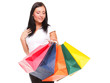 © Voyagerix - portrait cheerful businesswoman holding shopping bags