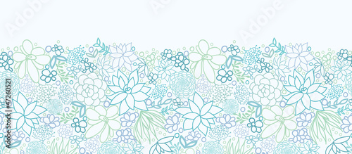 Plakat na zamówienie Vector Succulent Plants Horizontal Seamless Pattern Ornament