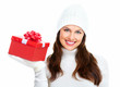 © grinny - Beautiful young Christmas girl with gift.