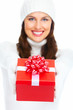 © grinny - Beautiful young Christmas girl with gift.