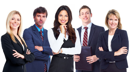 Wall Mural - Business woman and group of workers people.