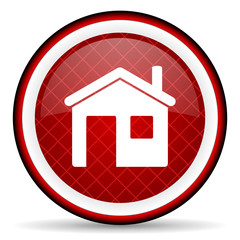 Poster - home red glossy icon on white background