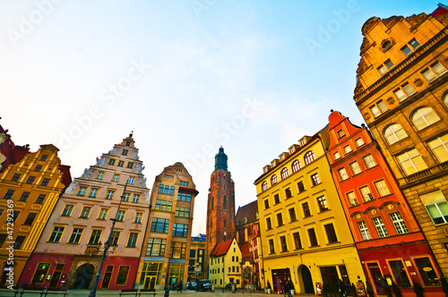 Fototapeta na wymiar Market square tenements, Wroclaw Poland