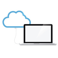 cloud computing concept with laptop connected to cloud