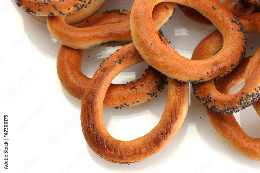 tasty bagels, isolated on white