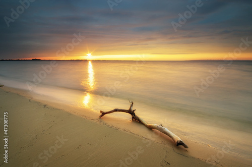 Plakat na zamówienie Piękny zachód słońca nad czystą plażą