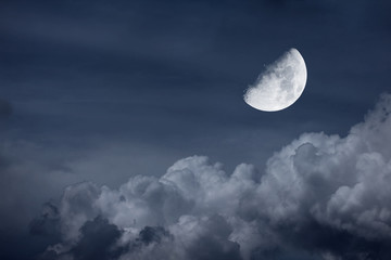 Wall Mural - night sky with moon and clouds