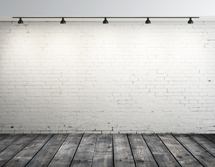 Poster - brick room with ceiling lamp