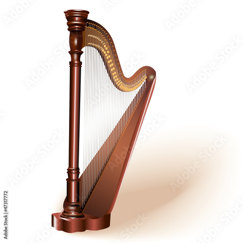Fotografía Classical concert harp. Fully editable vector
